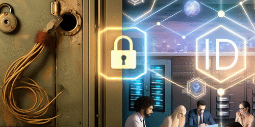 Split image: legacy VPN cable vs modern Zero Trust cloud and segmented secure network